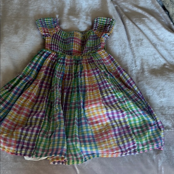 Girls Crewcuts Plaid Multicolored Smocked Off-the-Shoulder Sundress Size 4 - Picture 2 of 3